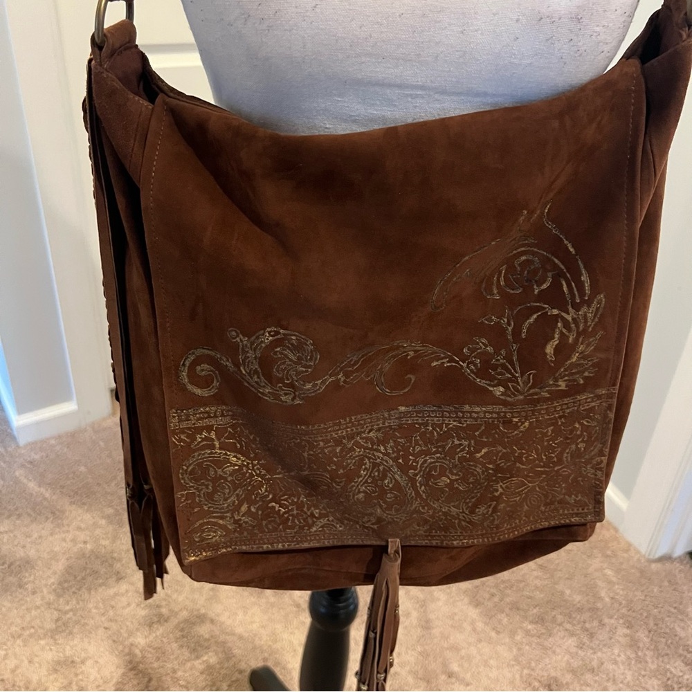 Free People Rust Suede Crossbody with Gold Embroidery - Picture 2 of 7
